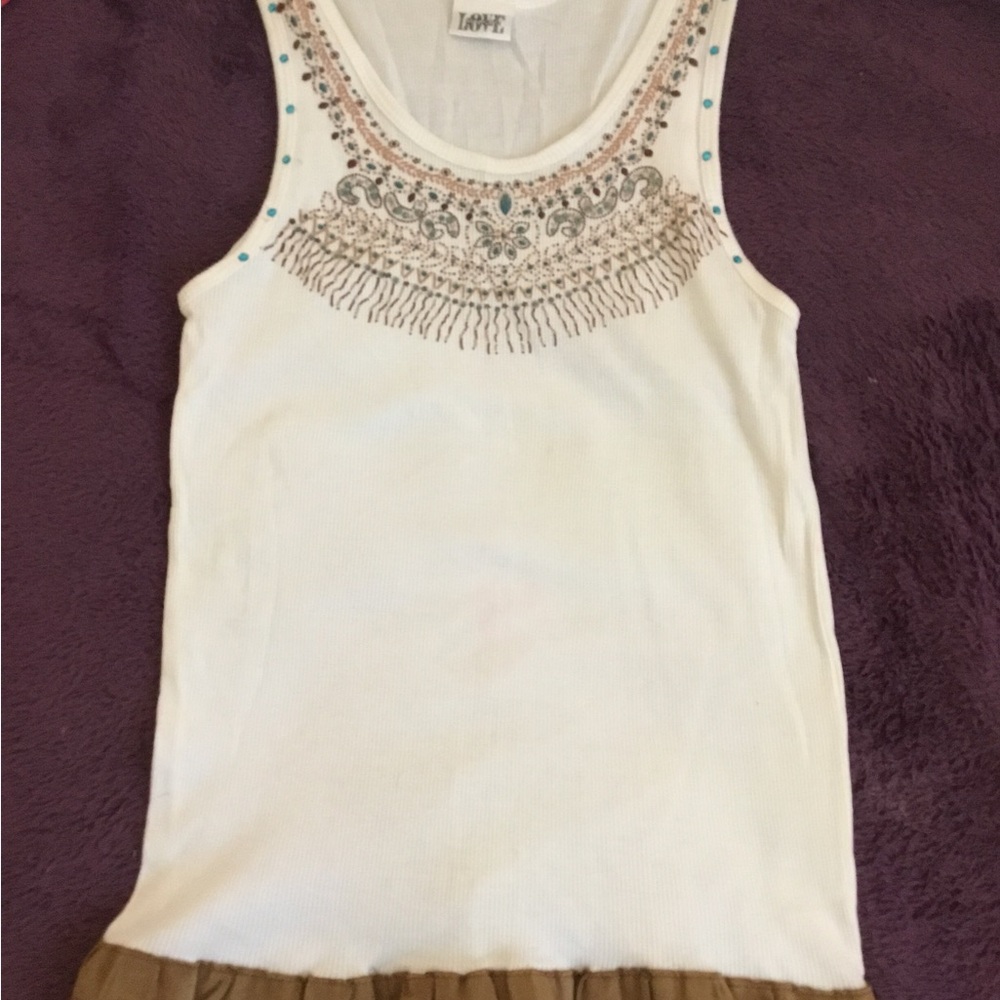 Love Amour White Sleeveless Dress With Print & Ruffle Detailing XL(4)